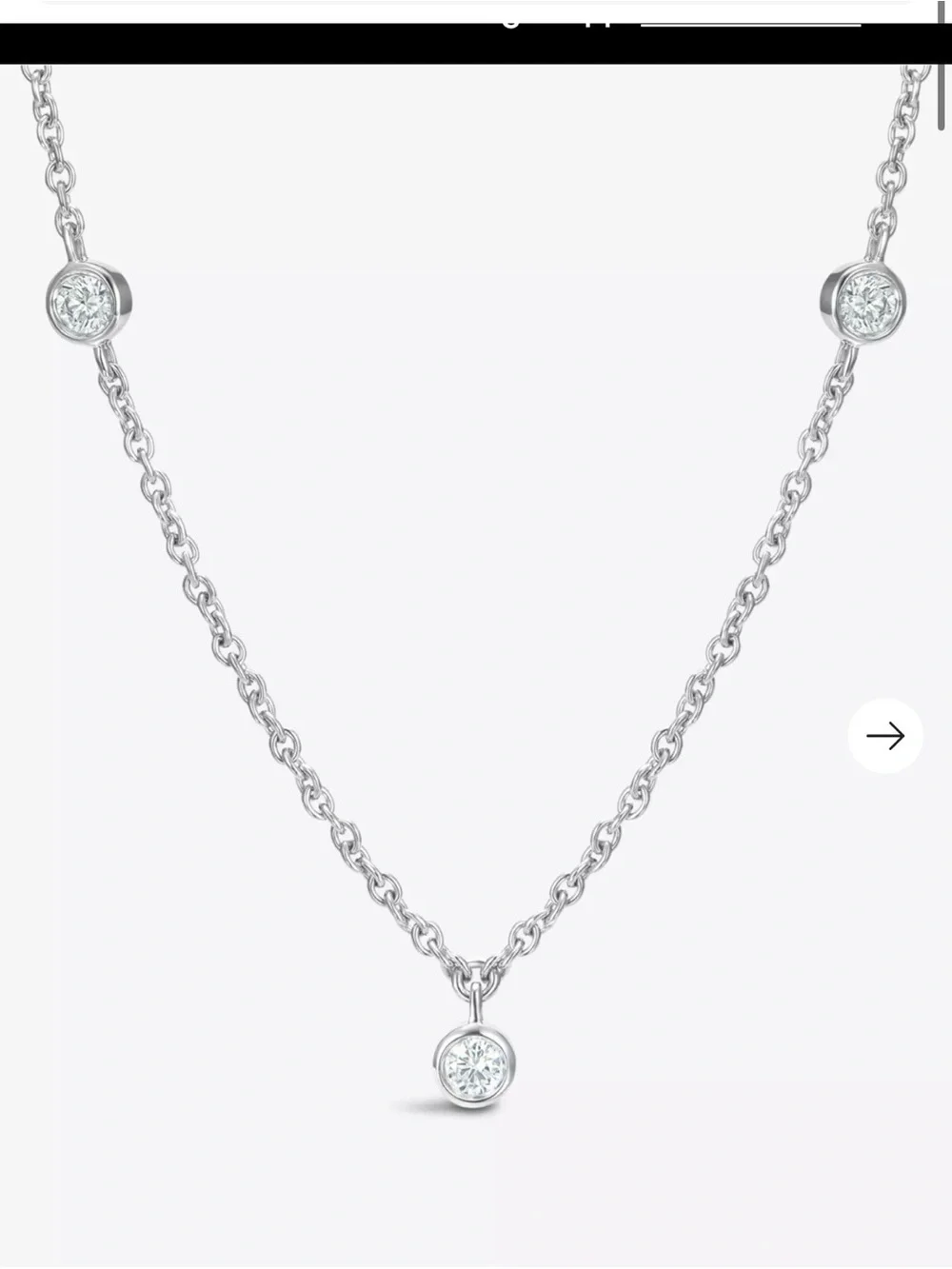 DE BEERS Jewellers white gold Necklace with Five diamond Drops